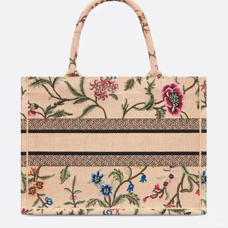 Cheap Canvas Tote Petites Book Beige Dior Fleurs Motif 0507 Hot Sale